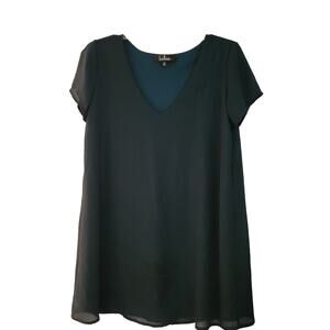 Lulus Dress Size Medium Green Sheer Mini Length Fully lined Pullover Mini Sleeve